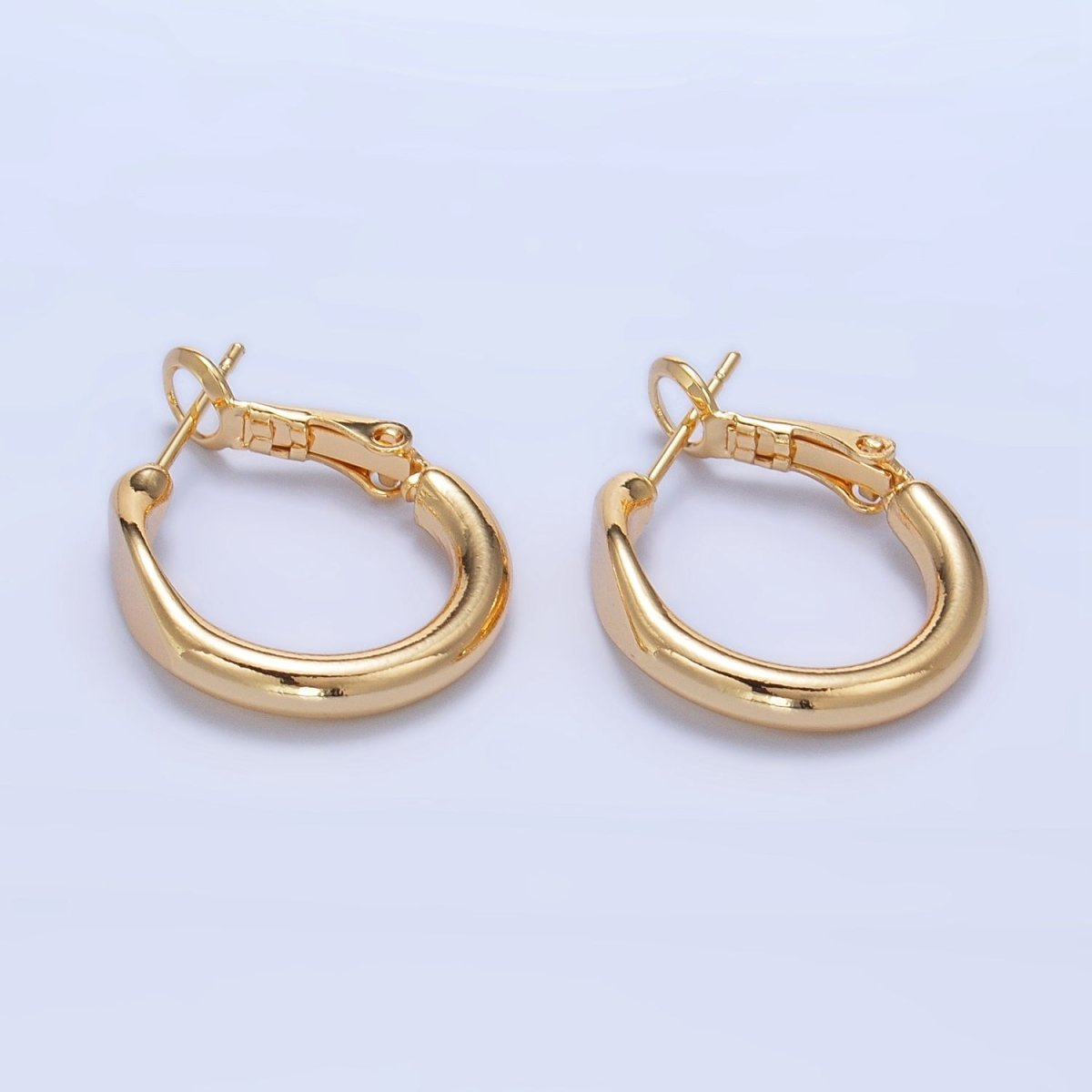 24K Gold Filled 20mm Flat Edged Minimalist Hinge Hoop Earrings | P232