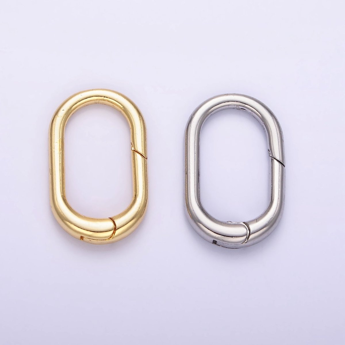 24K Gold Filled 20mm Rectangular Oblong Hinge Push Spring Gate Findings in Gold & Silver | Z803