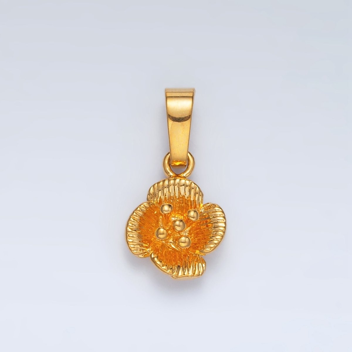 24K Gold Filled 21mm Line-Textured Flower Minimalist Pendant | AA1410
