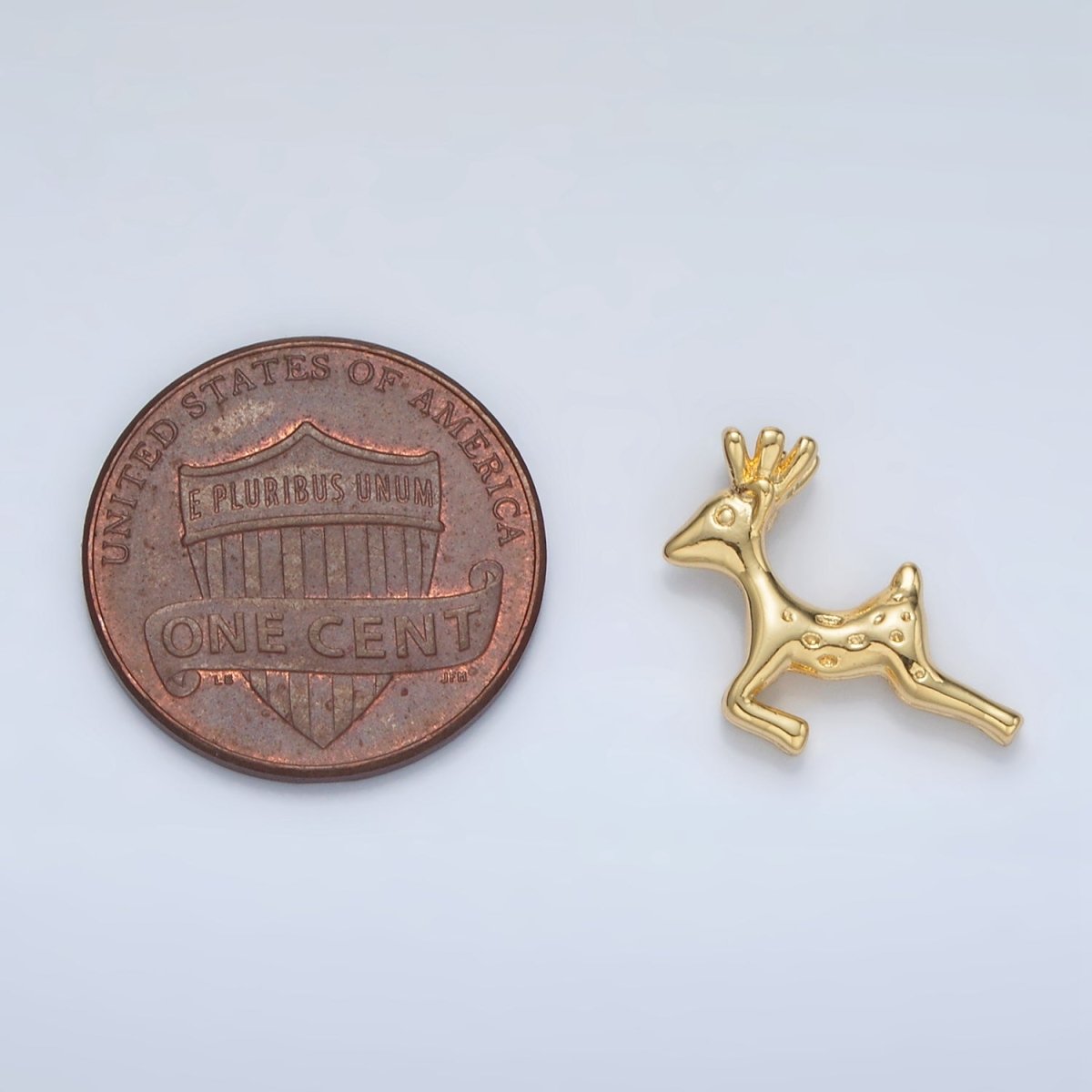 24K Gold Filled 22mm Leaping Dotted Reindeer Animal Charm | AC102