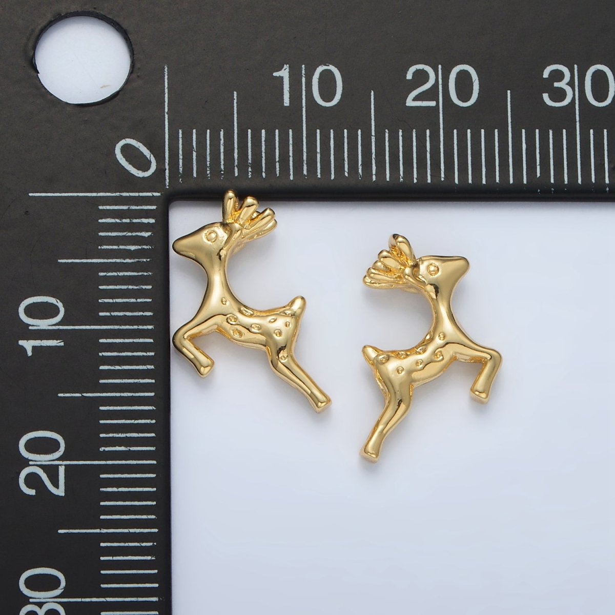 24K Gold Filled 22mm Leaping Dotted Reindeer Animal Charm | AC102
