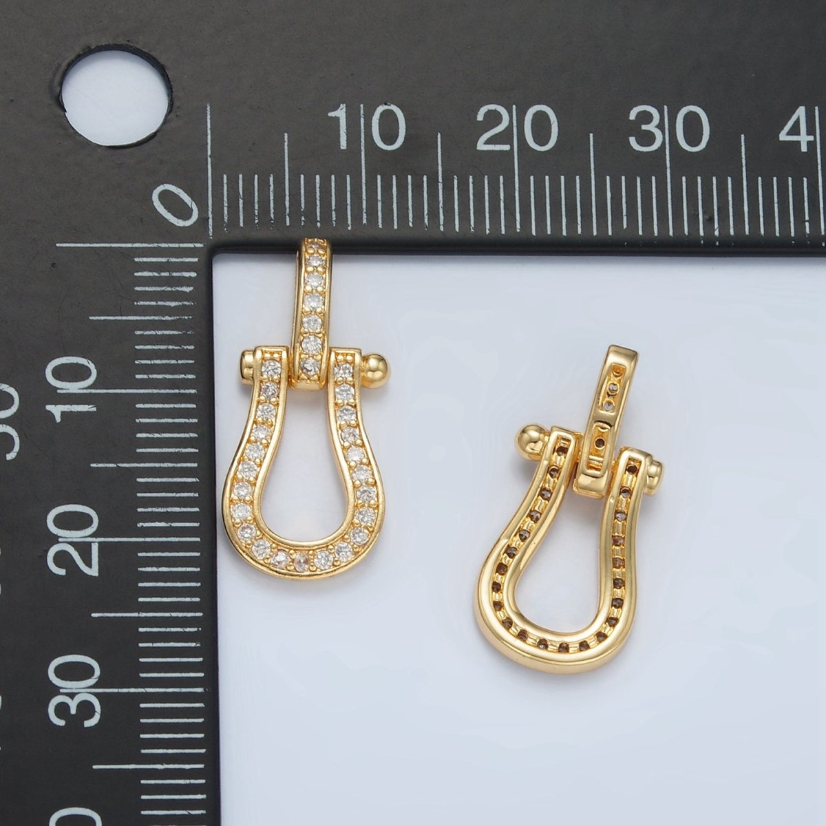 24K Gold Filled 23mm Micro Paved CZ Geometric Buckle Pendant | AA130