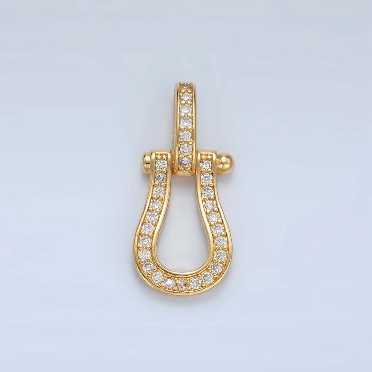24K Gold Filled 23mm Micro Paved CZ Geometric Buckle Pendant | AA130