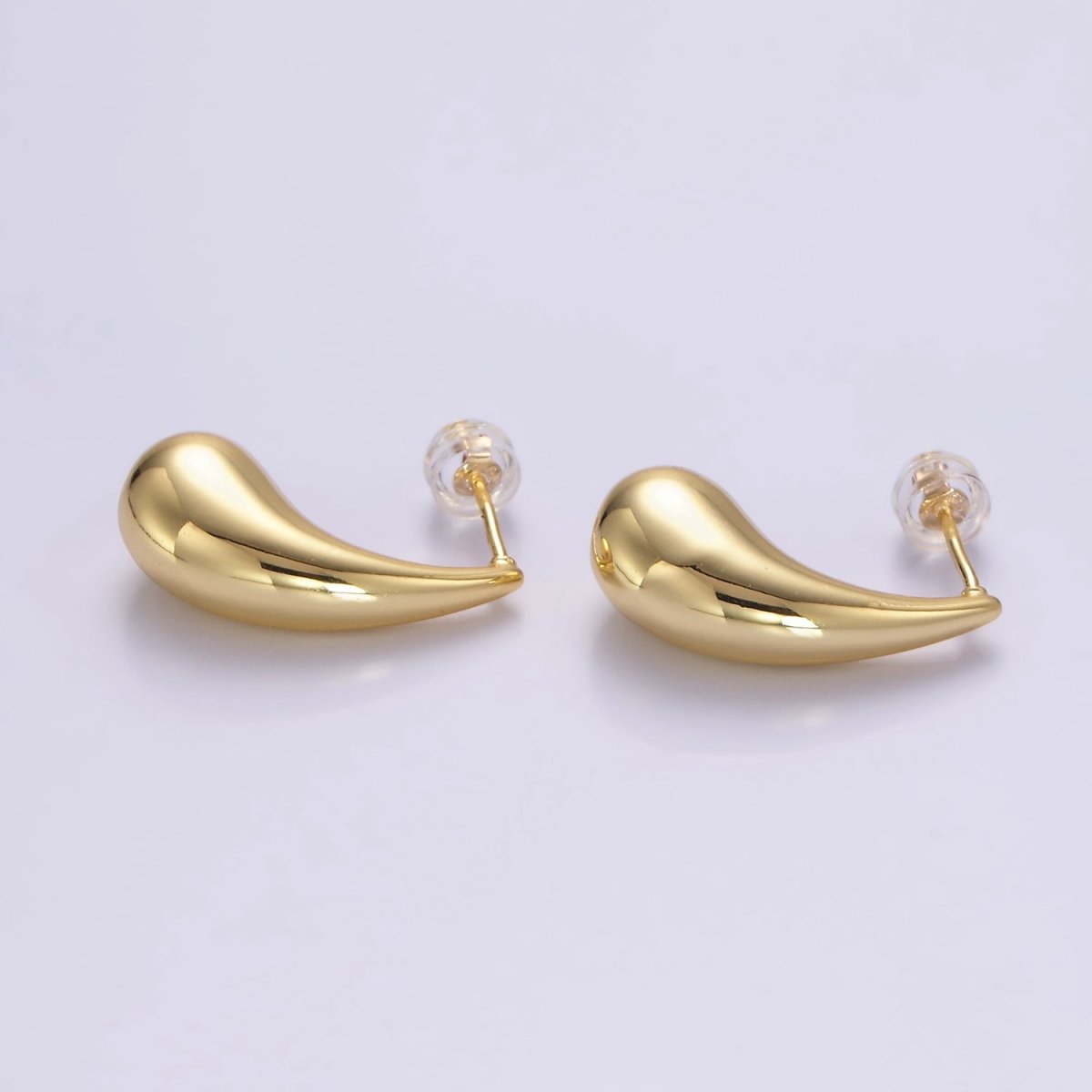 24K Gold Filled 23mm Minimalist Teardrop Stud Earrings | P512