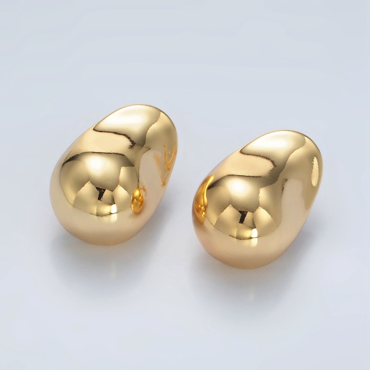 24K Gold Filled 25mm Hammered Dome J-Shaped Hoop Earrings in Gold & Silver | V071 V072
