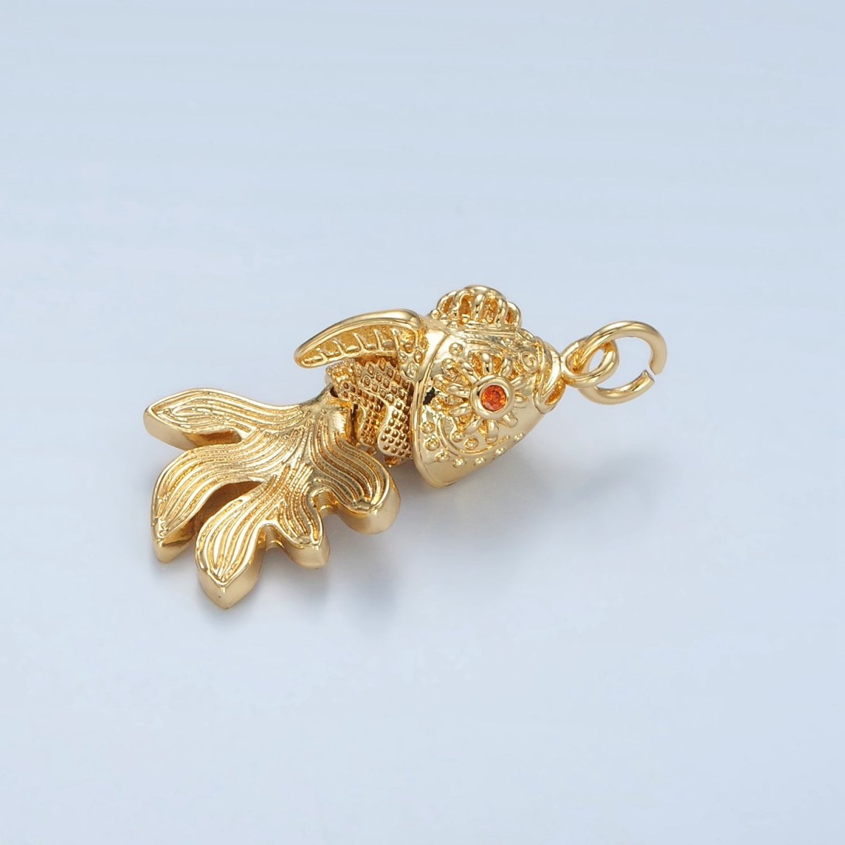 24K Gold Filled 27mm Gold Fish Artisan Multidimensional Pet Animal Charm | E226