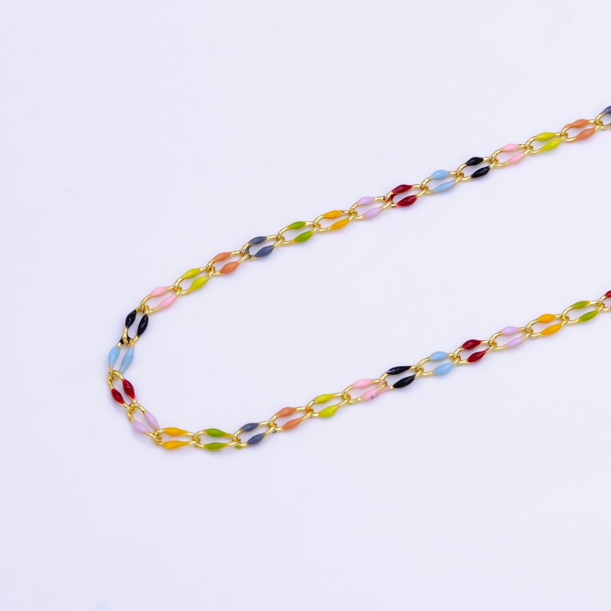 24K Gold Filled 2.8mm Multicolor Enamel Unfinished Chain | Roll-1514