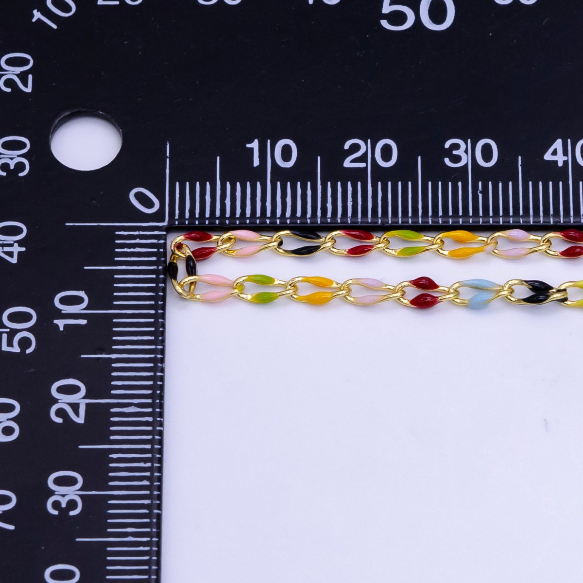 24K Gold Filled 2.8mm Multicolor Enamel Unfinished Chain | Roll-1514