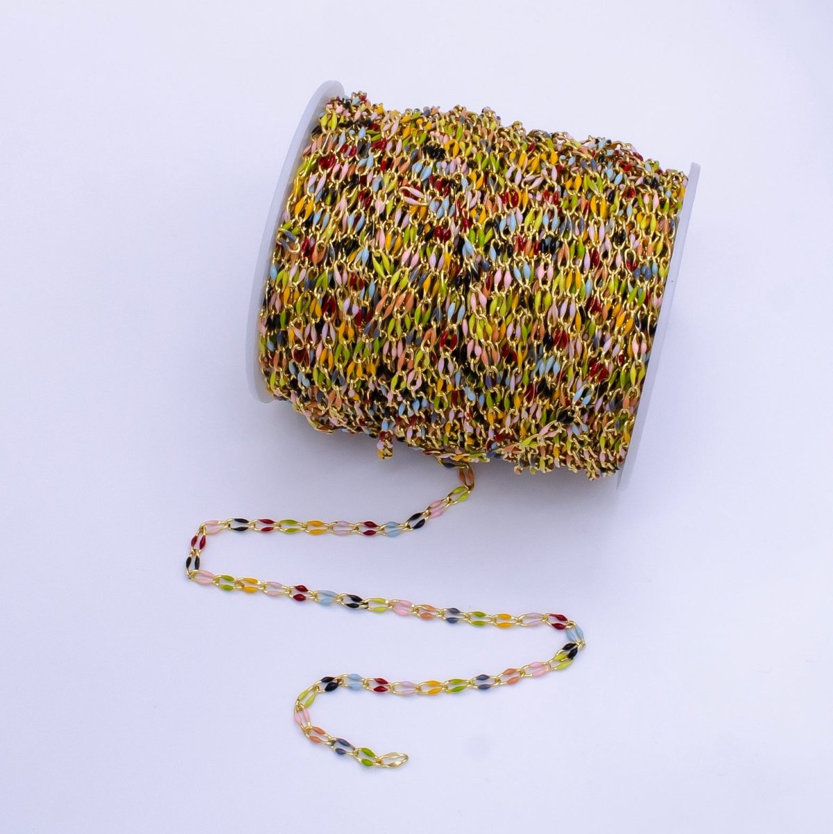 24K Gold Filled 2.8mm Multicolor Enamel Unfinished Chain | Roll-1514