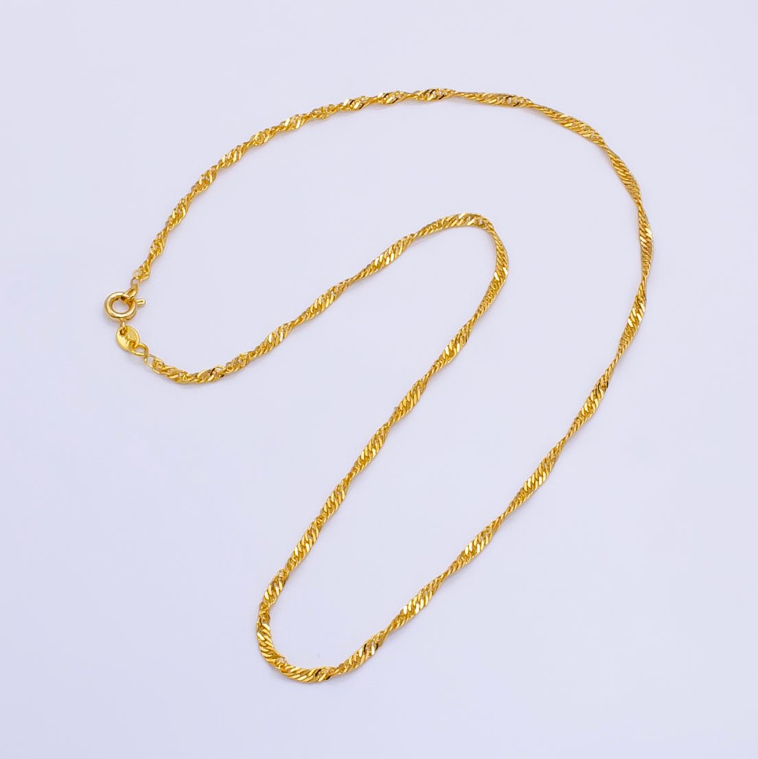 24K Gold Filled 2mm Singapore Chain 16 Inch Choker Necklace | WA-2496