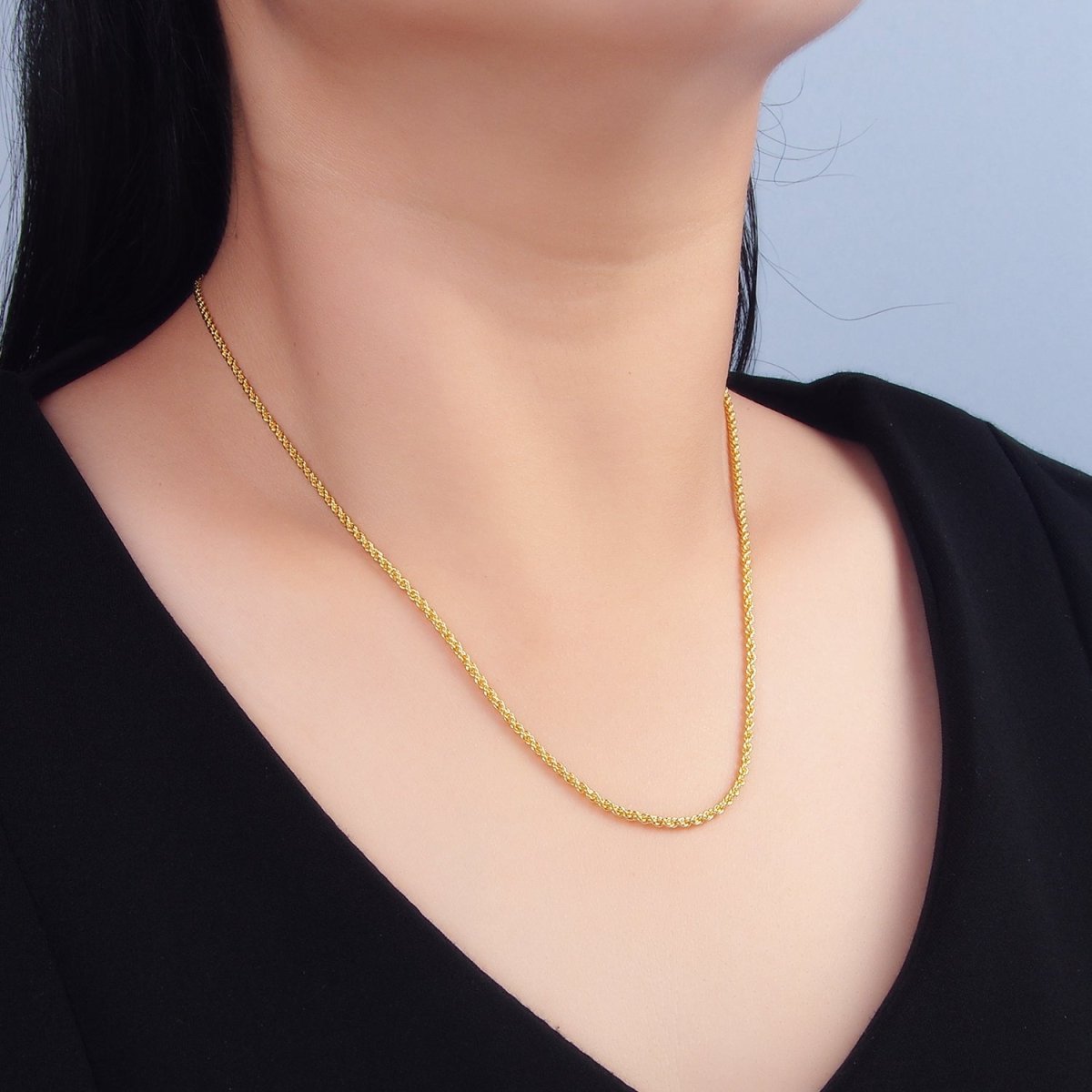 24K Gold Filled 2mm Twisted Rope Chain 18 Inch Necklace | WA-2642