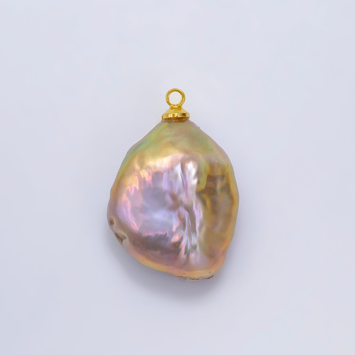 24K Gold Filled 30mm Flat Baroque Freshwater Pearl Charm | P1911