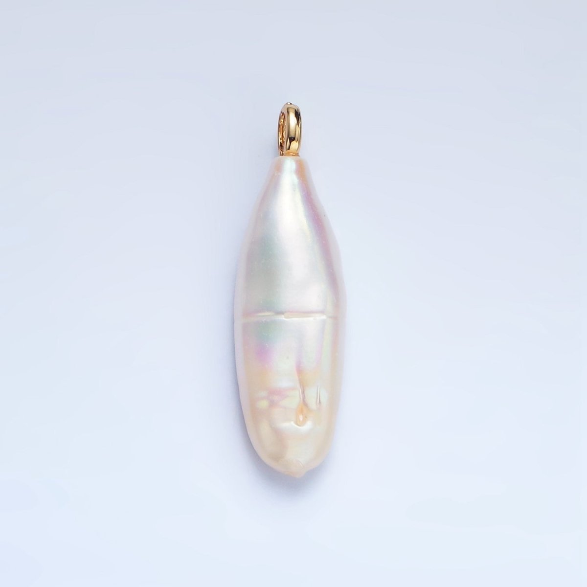 24K Gold Filled 30mm Freshwater Pearl Biwa Teardrop Charm | P1898