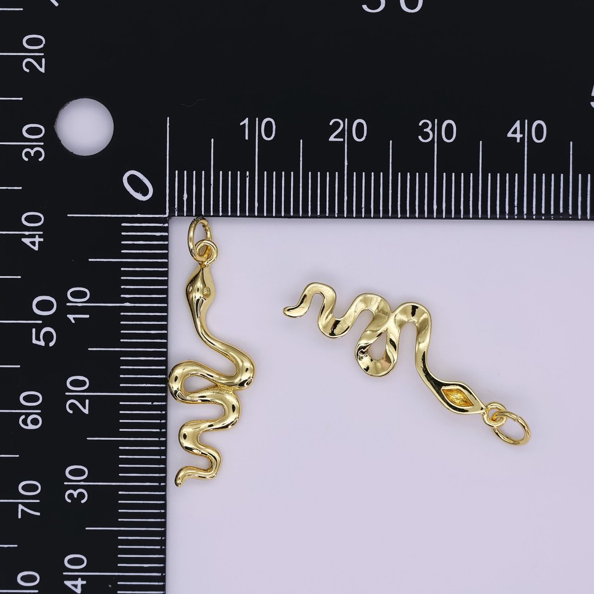 24K Gold Filled 30mm Minimalist Slither Snake Serpent Charm | D732