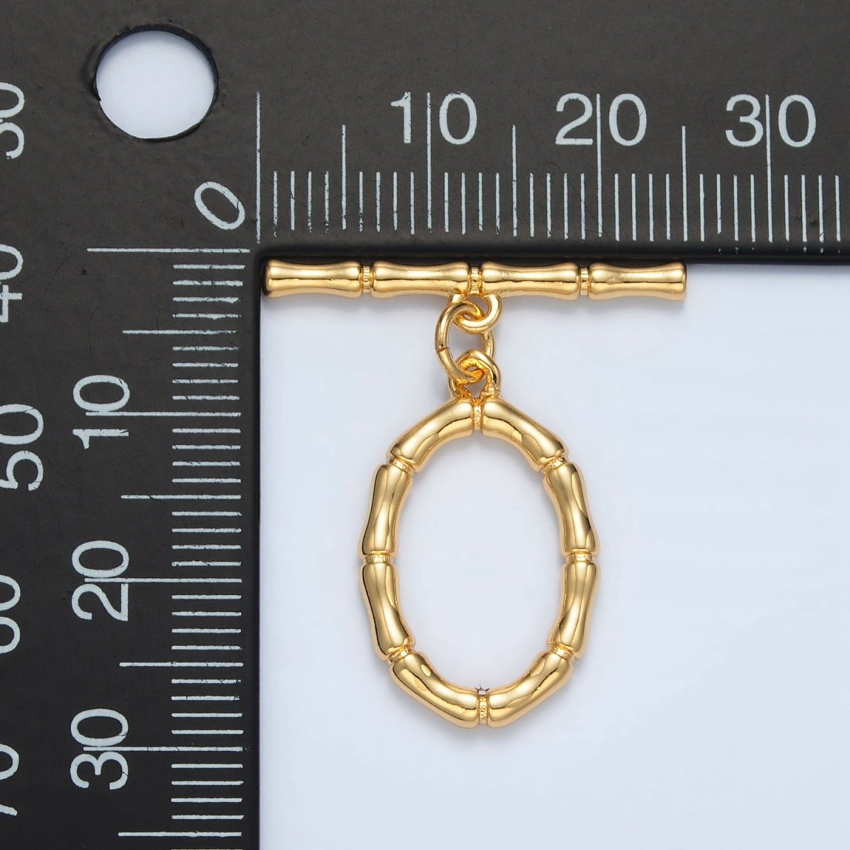 24K Gold Filled 30mm Oval Bamboo Toggle Clasps Closure Findings | Z844