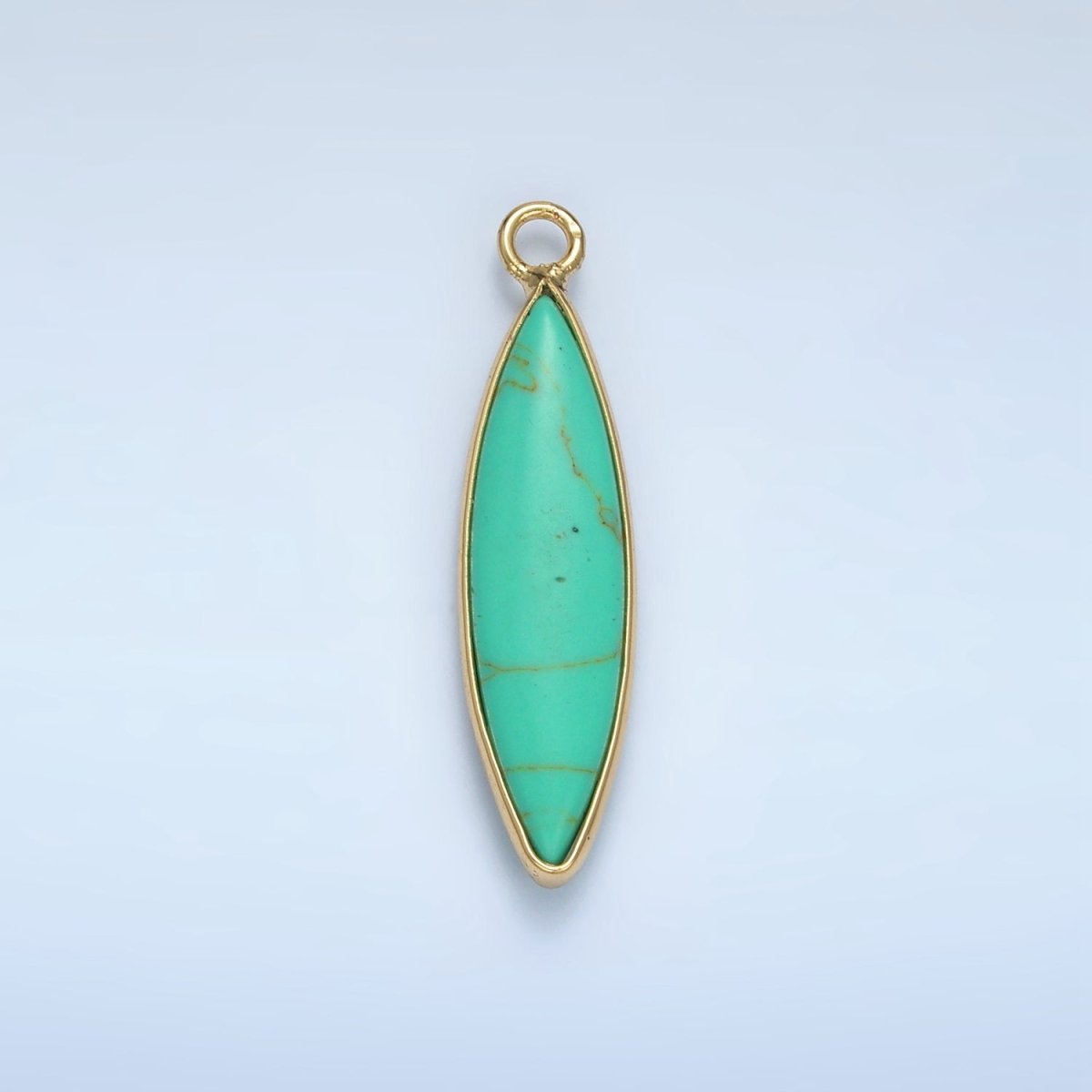 24K Gold Filled 30mm Turquoise Gemstone Sphere Bezel Charm | AG889