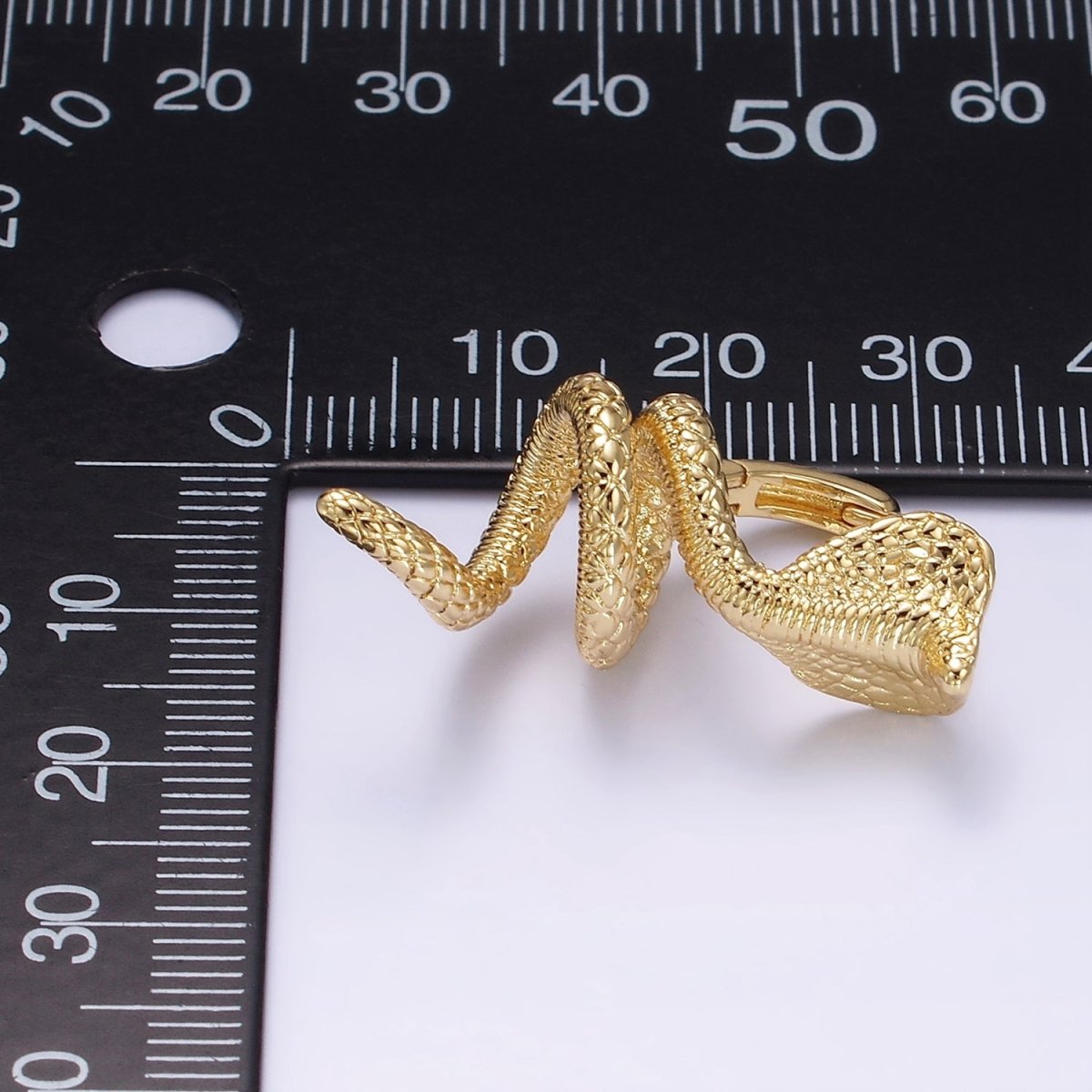 24K Gold Filled 30mm Twirling Snake Serpent Drop Huggie Earrings | AB1174