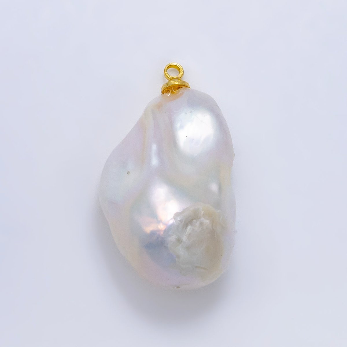 24K Gold Filled 30mm White Baroque Freshwater Pearl Charm | P1912