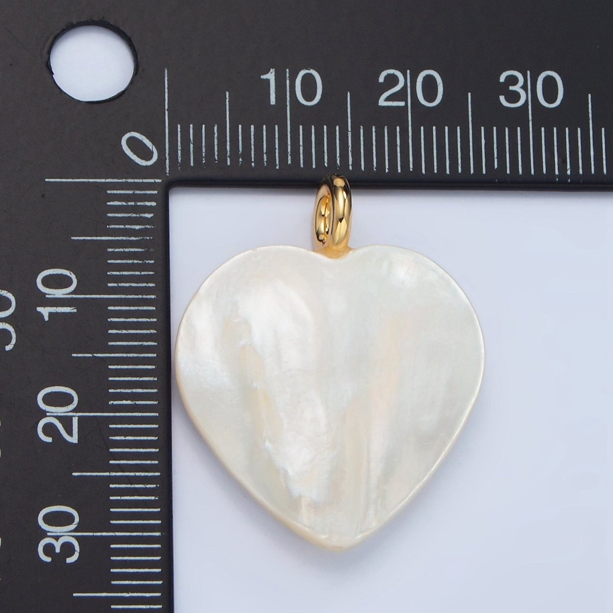 24K Gold Filled 31mm White Freshwater Pearl Heart Pendant | P1877