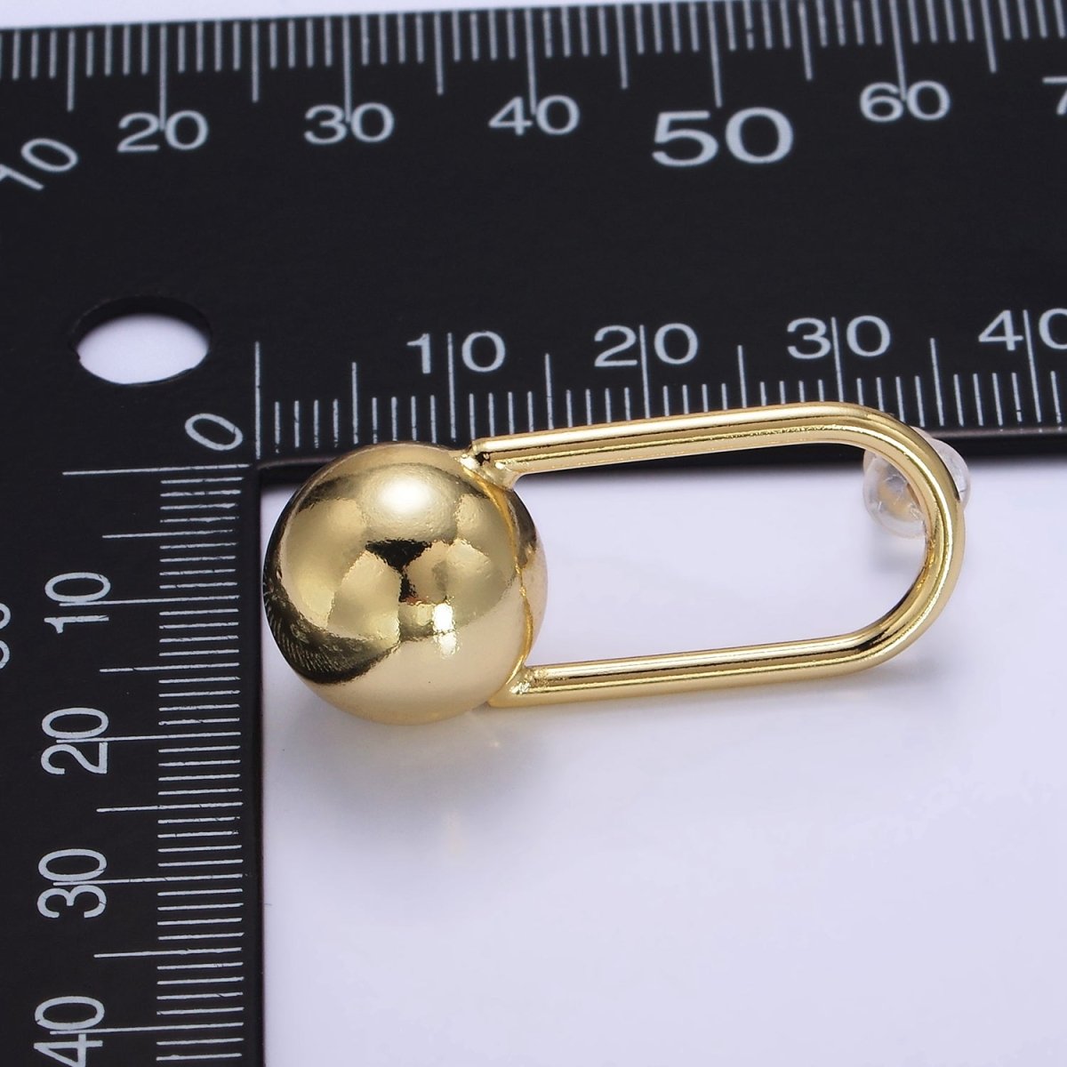 24K Gold Filled 35mm Ball Oblong Drop Stud Stud Earrings | P525