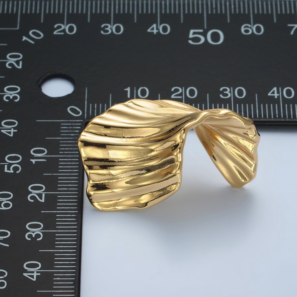 24K Gold Filled 35mm Geometric Curled Foil Stud Earrings | AD659