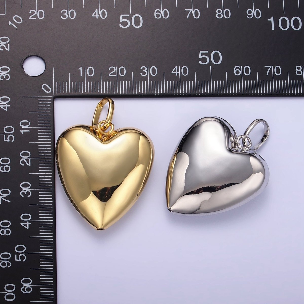 24K Gold Filled 35mm Minimalist Chubby Heart Pendant in Gold & Silver | AA1326