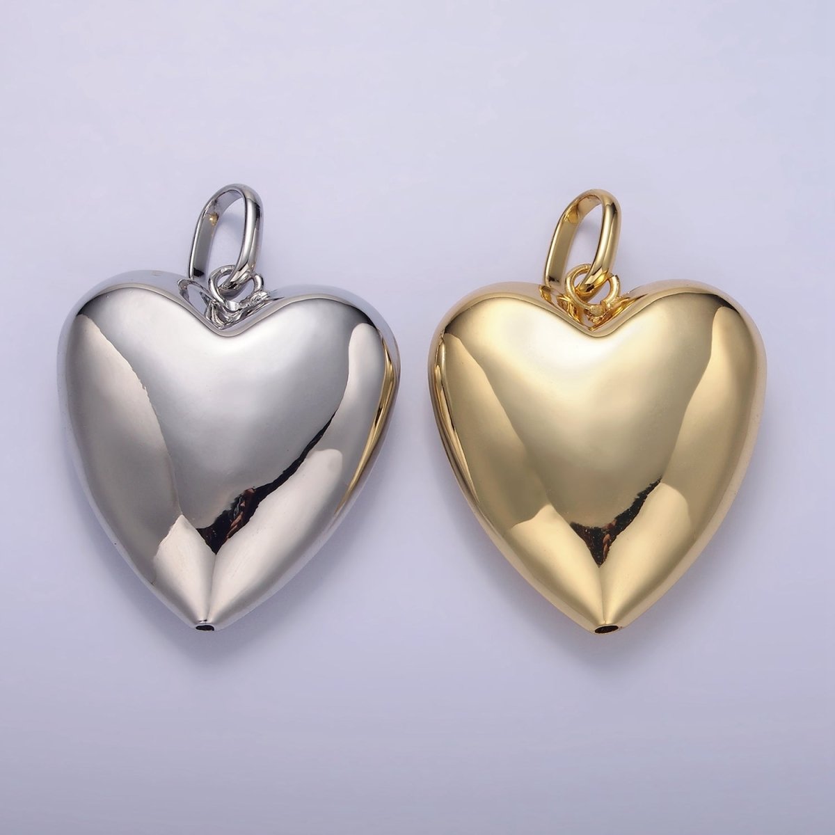 24K Gold Filled 35mm Minimalist Chubby Heart Pendant in Gold & Silver | AA1326