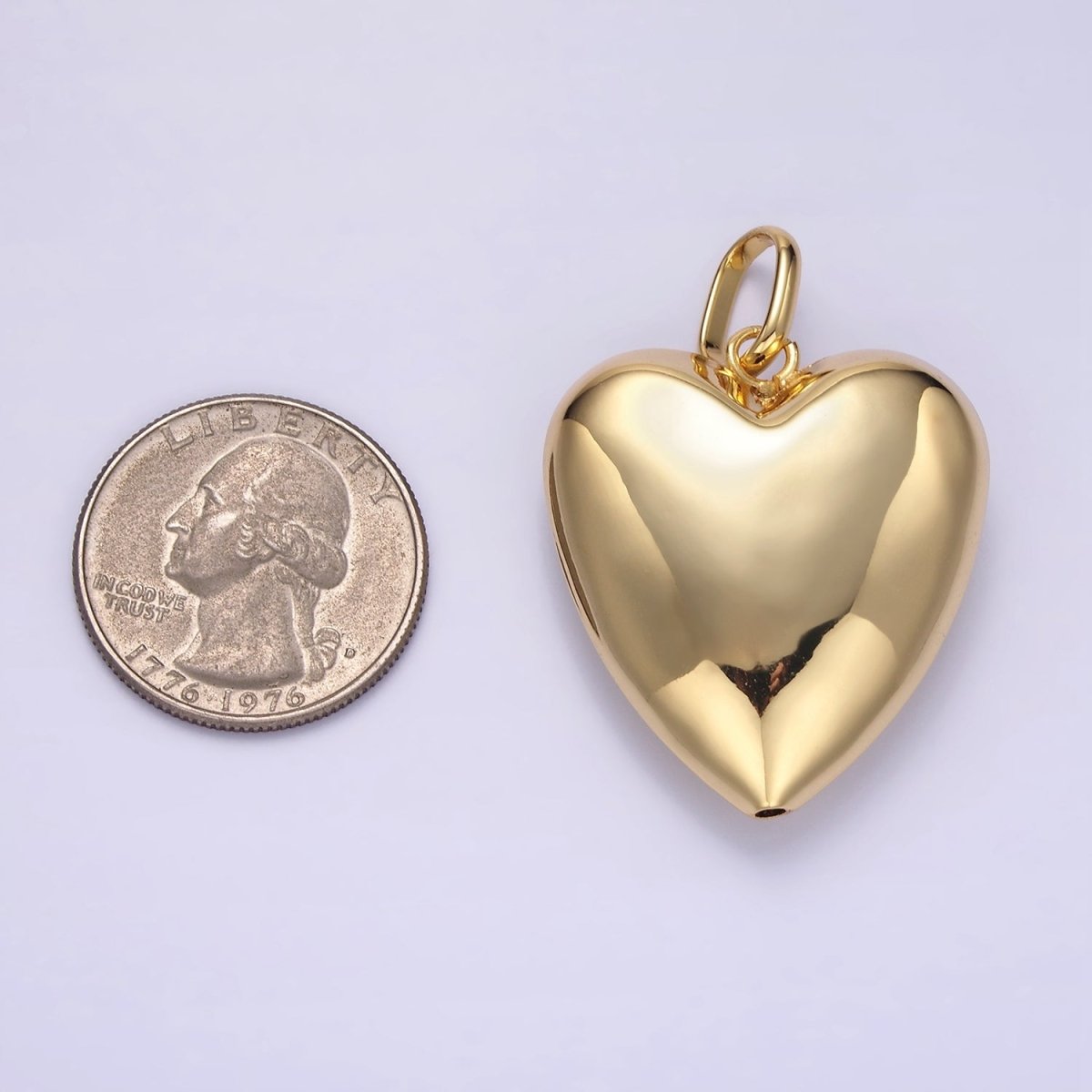 24K Gold Filled 35mm Minimalist Chubby Heart Pendant in Gold & Silver | AA1326