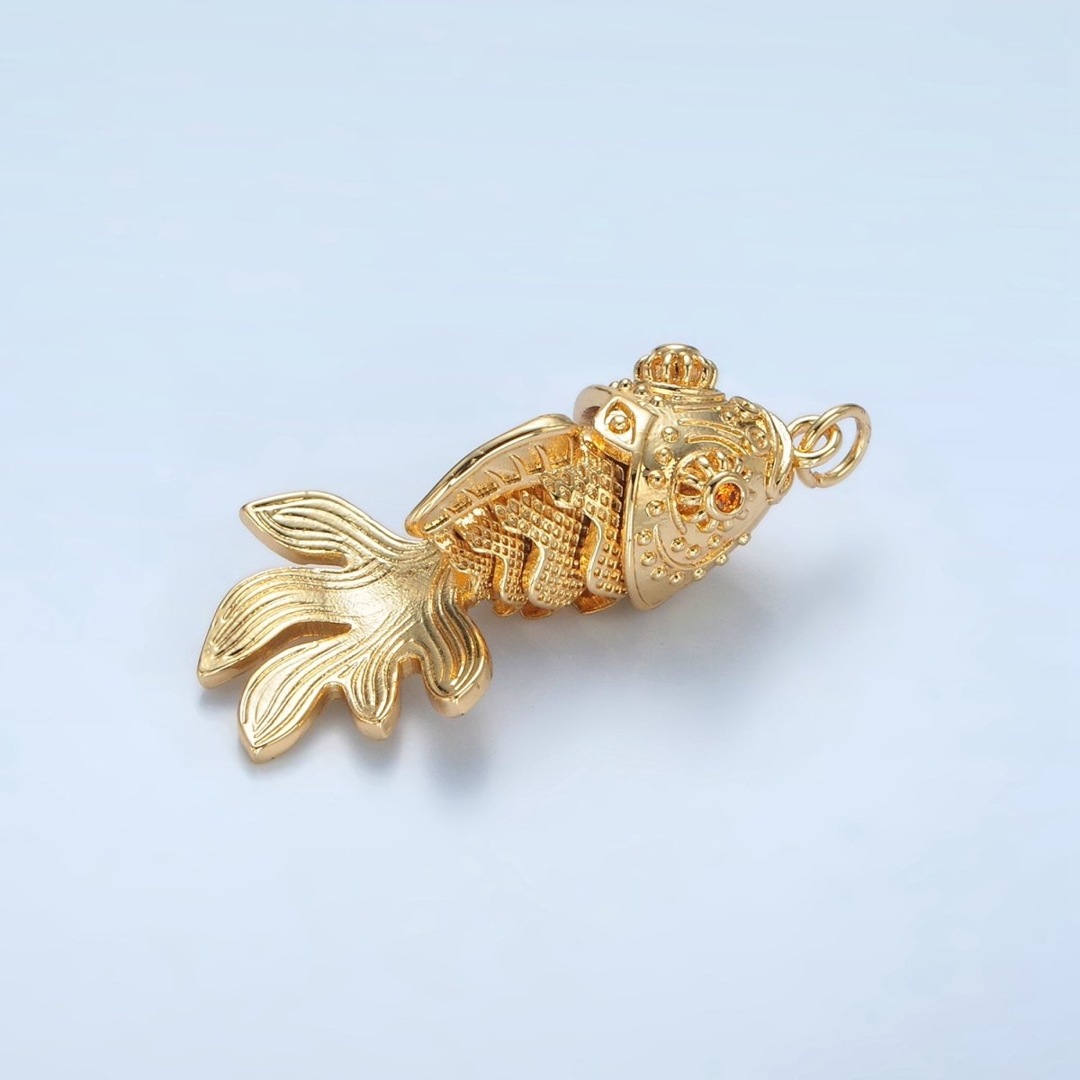 24K Gold Filled 40mm Gold Fish Artisan Multidimensional Pet Animal Charm | E047