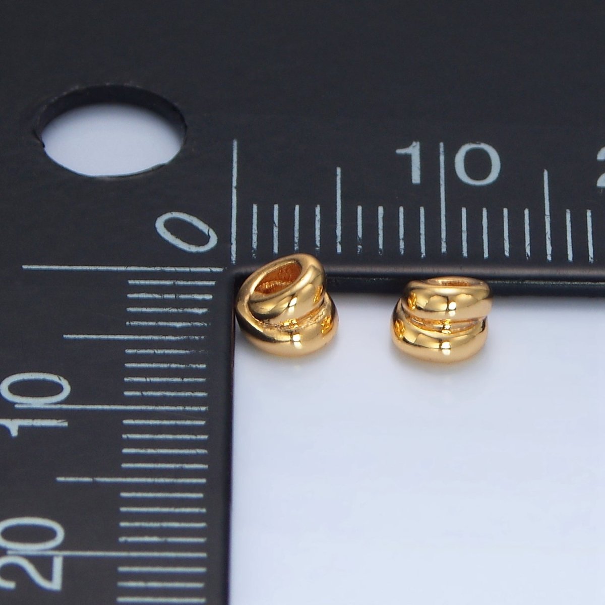 24K Gold Filled 4.5mm Double Band Minimalist Bead | B560