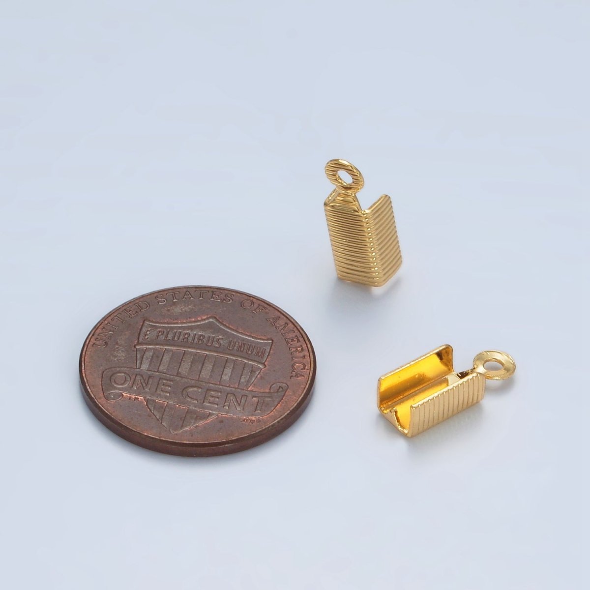 24K Gold Filled 4.5mm Lined Textured Fold Over Cord Crimp Findings | Z865