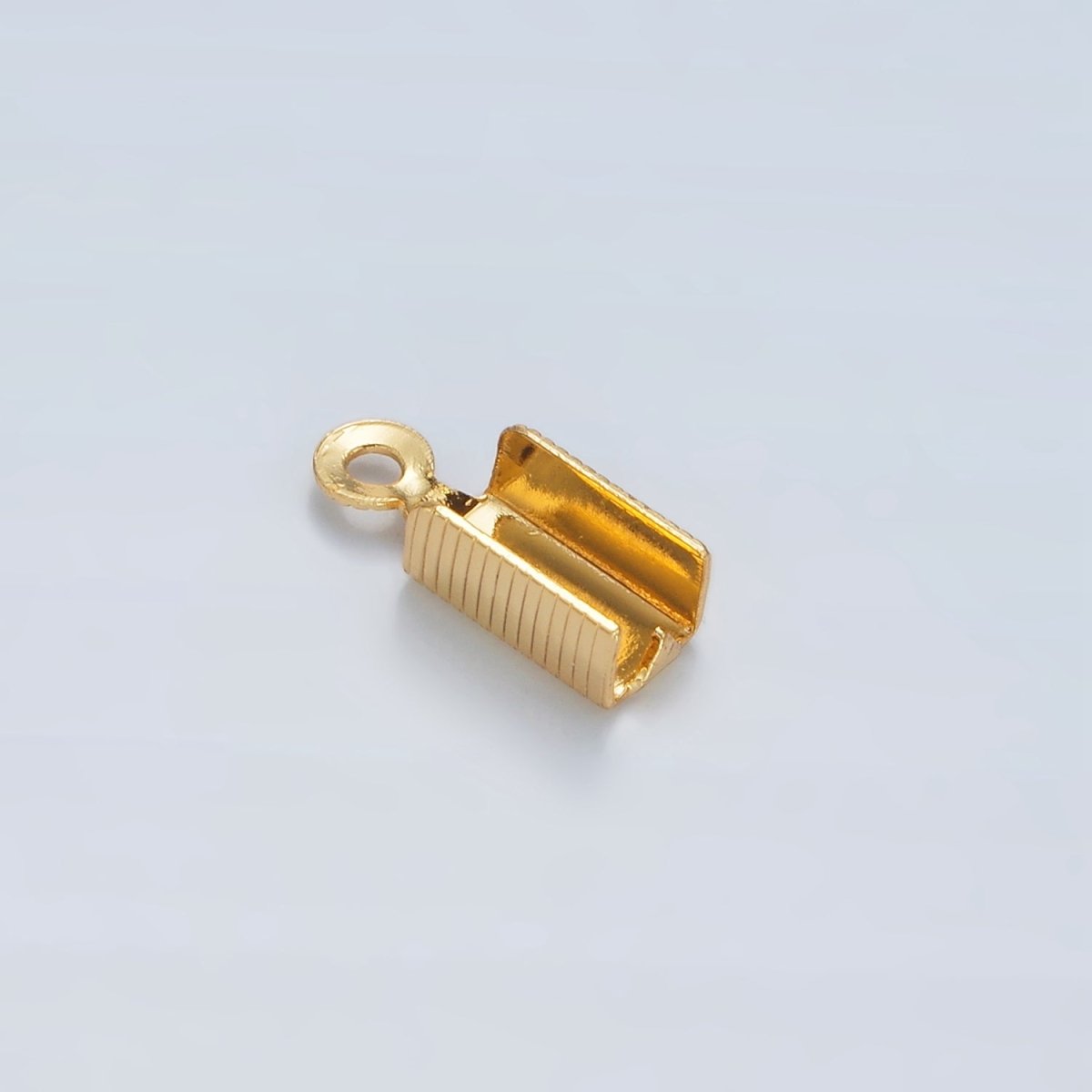 24K Gold Filled 4.5mm Lined Textured Fold Over Cord Crimp Findings | Z865
