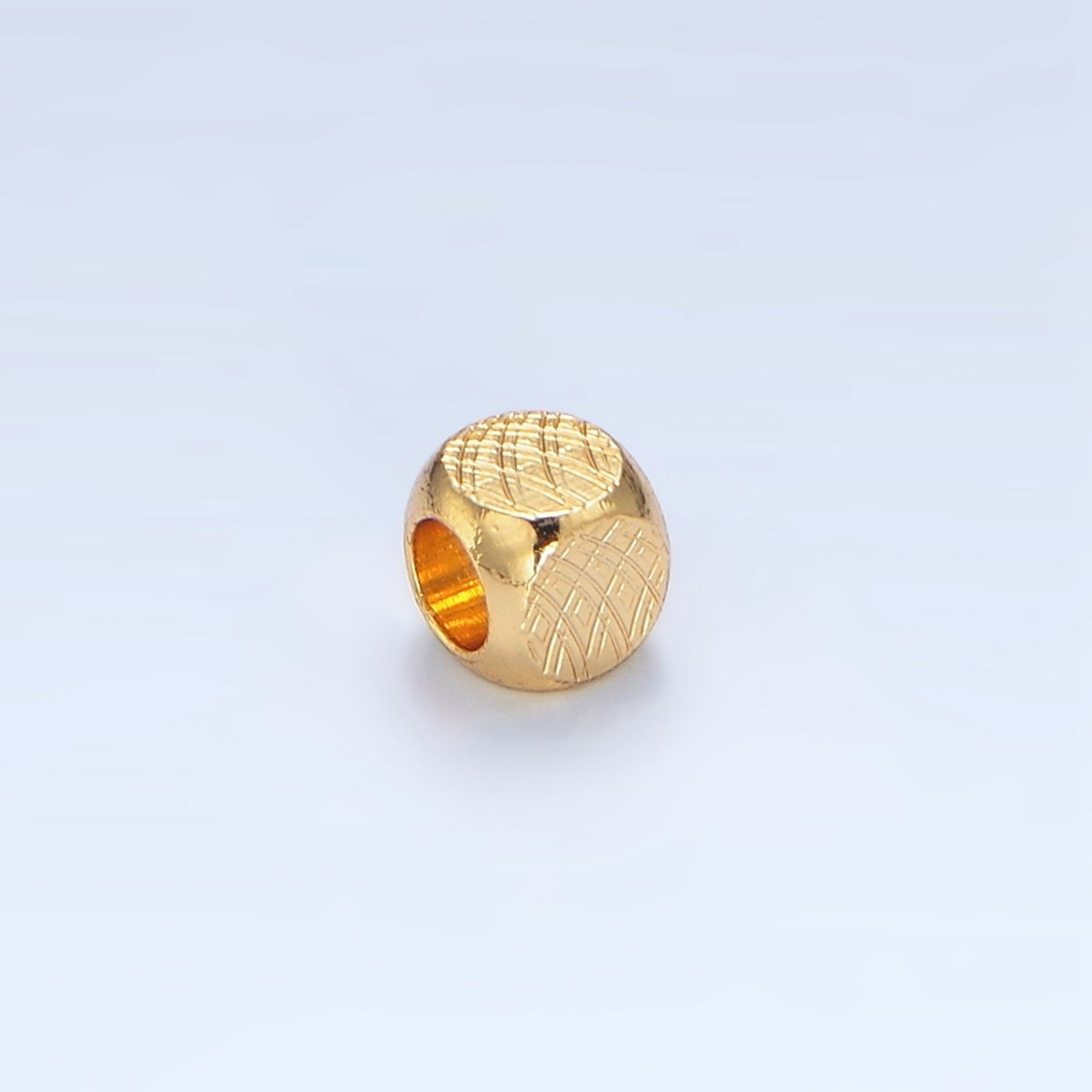 24K Gold Filled 4mm Multiple Curved Lined Square Bead | B189