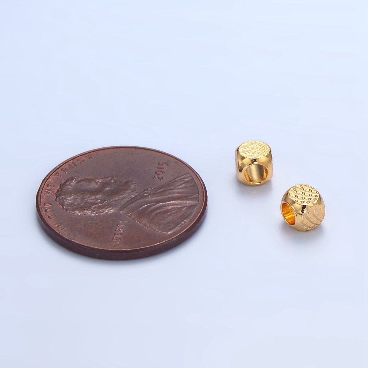 24K Gold Filled 4mm Multiple Curved Lined Square Bead | B189