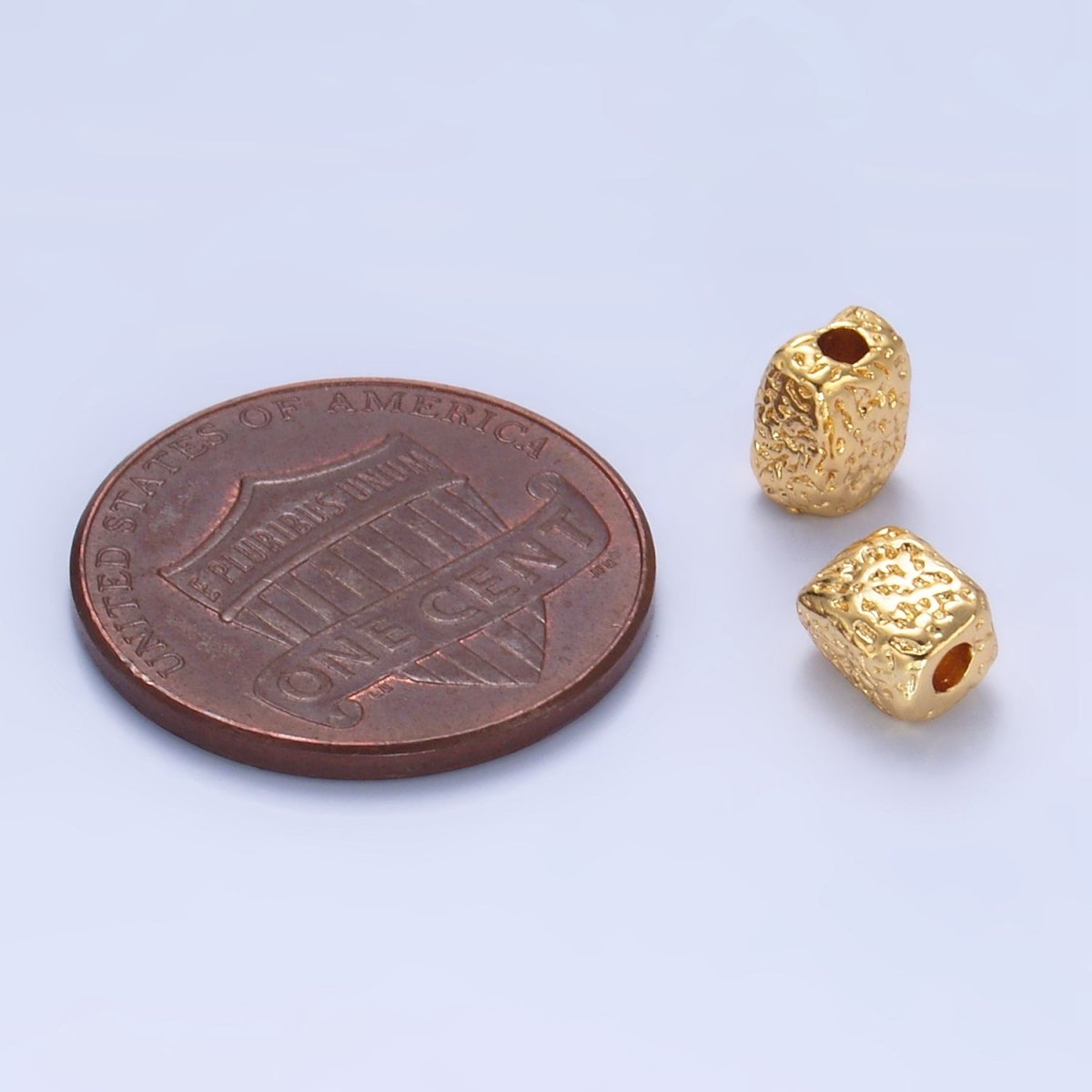 24K Gold Filled 4mm Rectangle Abstract Textured Bead Spacer | B-094