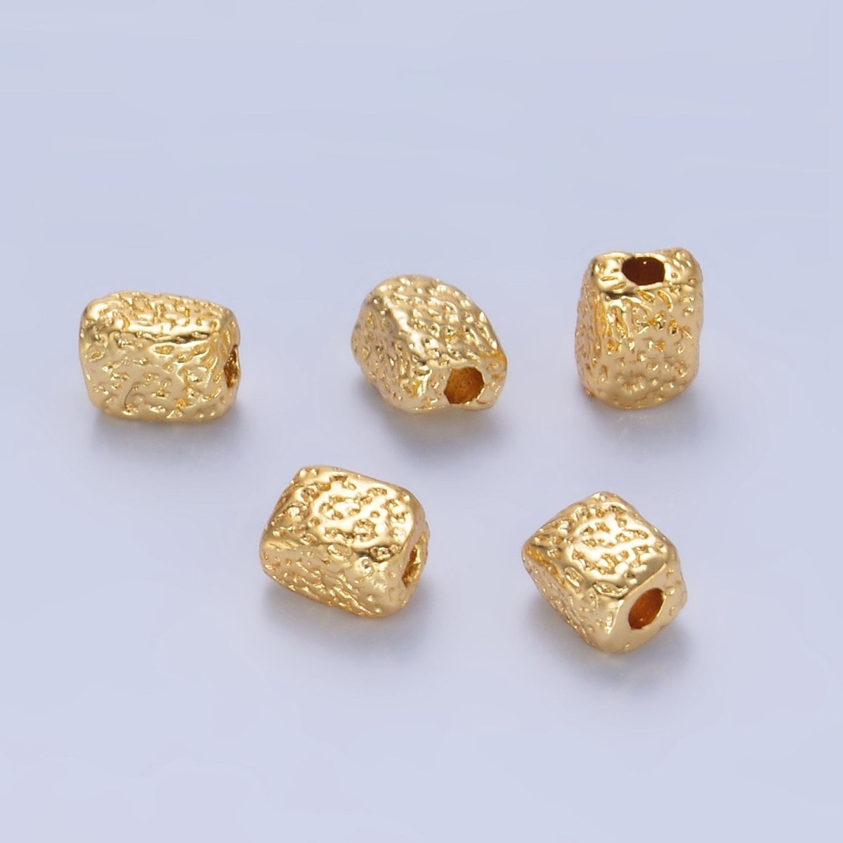 24K Gold Filled 4mm Rectangle Abstract Textured Bead Spacer | B-094