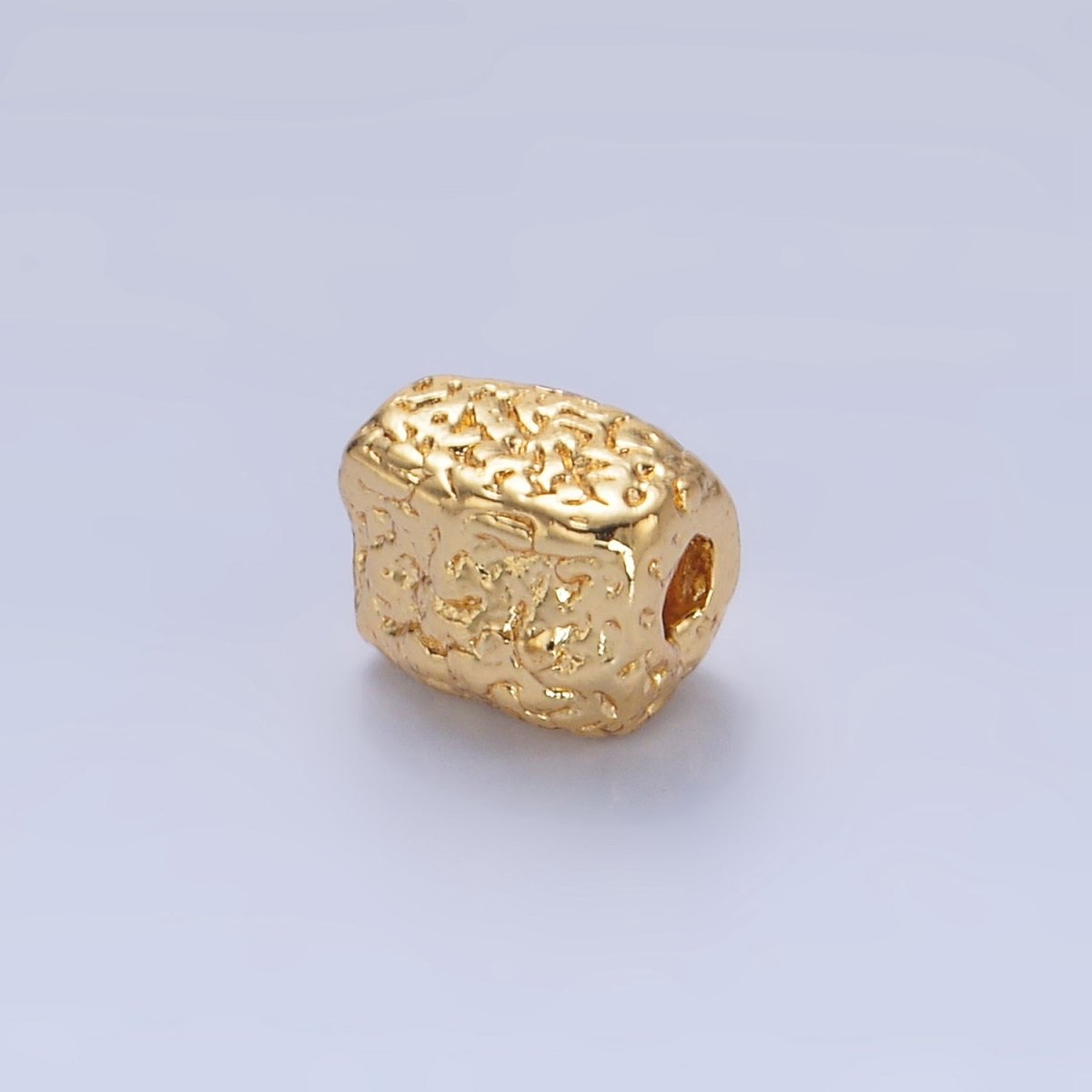 24K Gold Filled 4mm Rectangle Abstract Textured Bead Spacer | B-094
