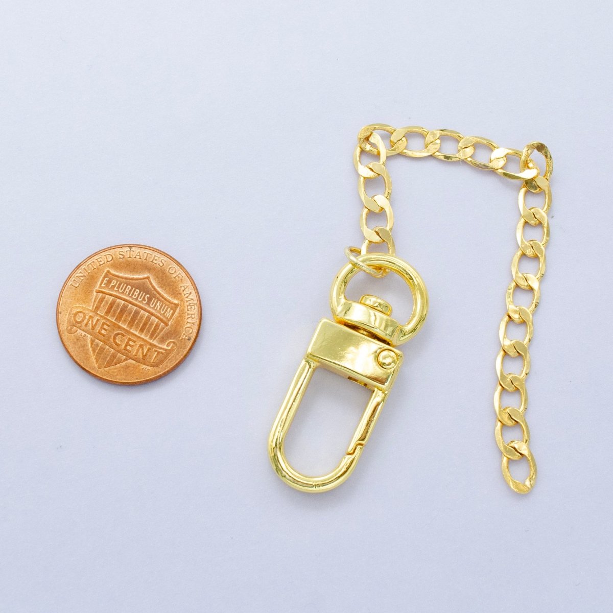 24K Gold Filled 5-Inch Concave Curb Chain Bag Purse Charm Swivel Keychain Findings | WA-2910