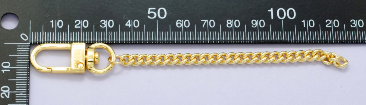 24K Gold Filled 5-Inch Curb Chain Bag Purse Charm Swivel Keychain Findings | WA-2904