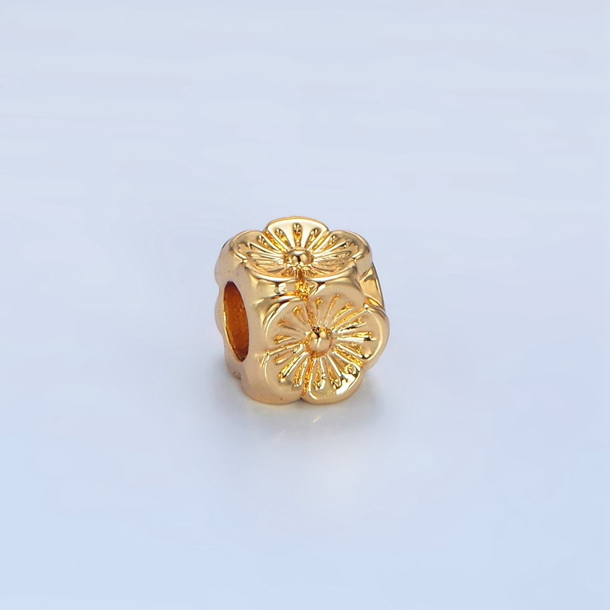 24K Gold Filled 6mm Hibiscus Flower Bead | B586