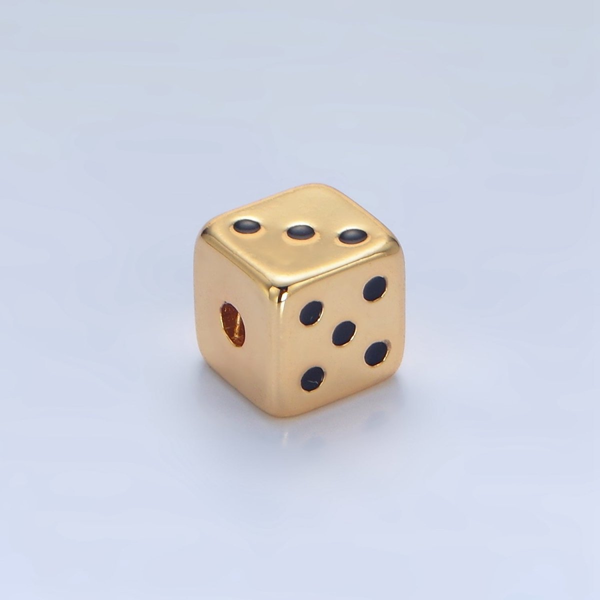 24K Gold Filled 7.5mm Lucky Dice Enamel Bead | B903