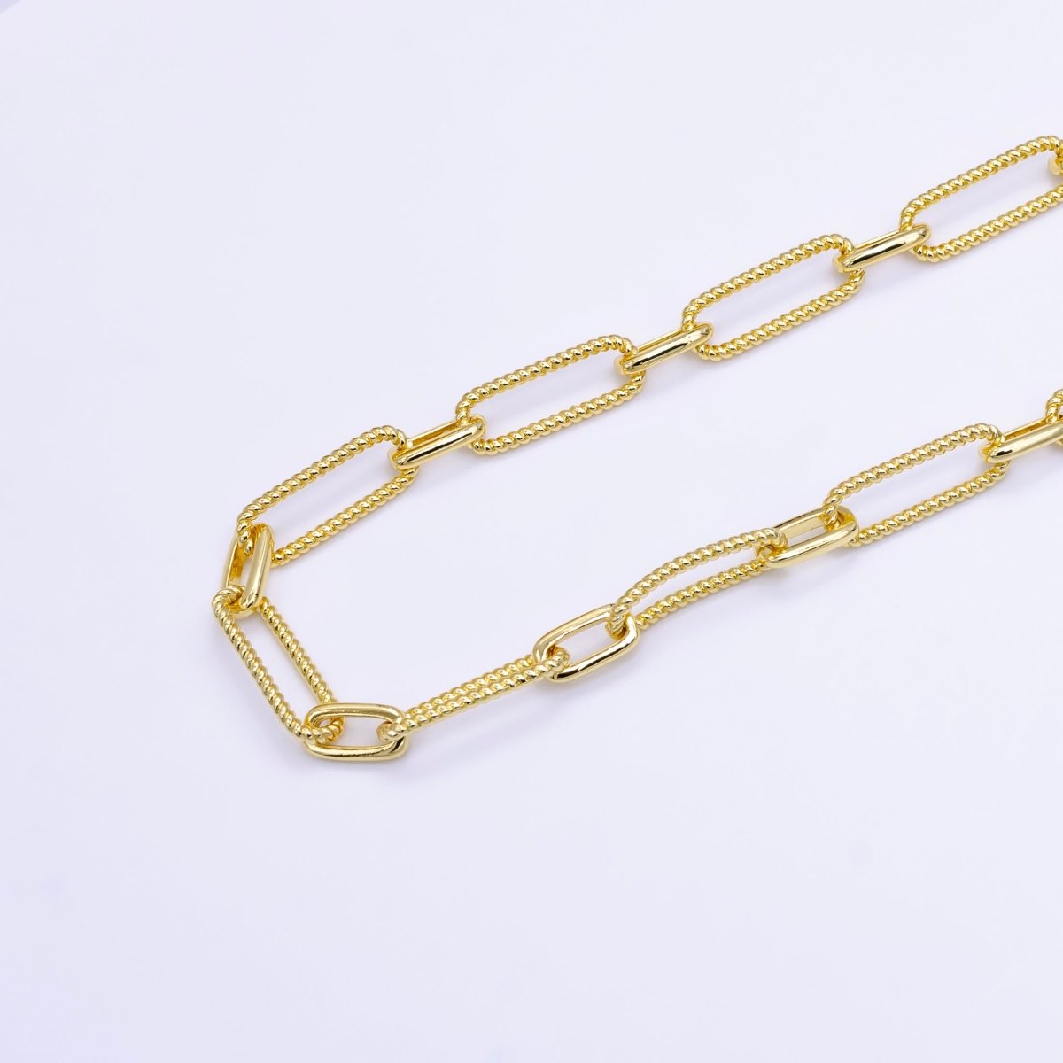 24K Gold Filled 7mm Croissant Oblong Paperclip Unfinished Chain by Yard | Roll-1513