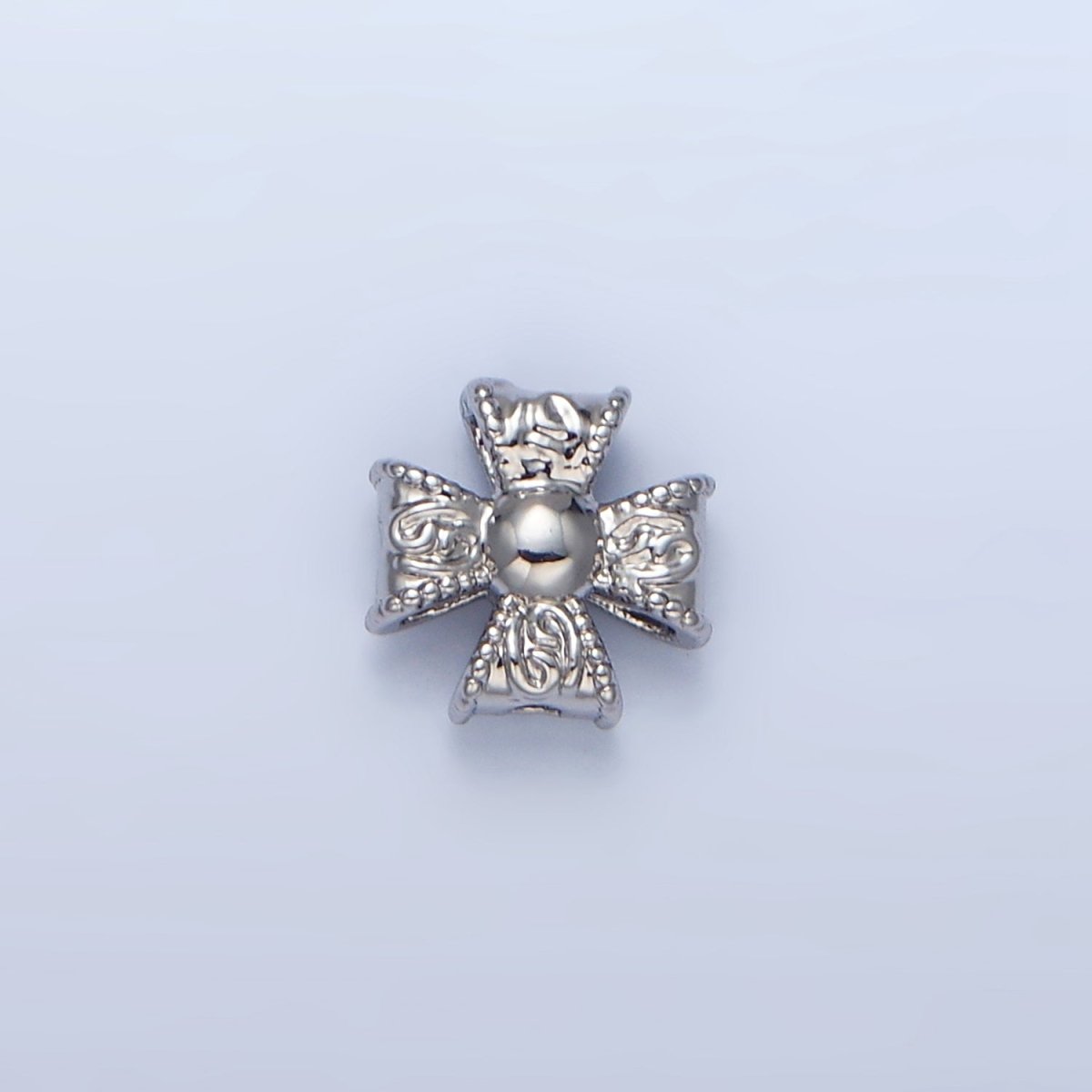 24K Gold Filled 7mm Geometric Molten Cross Pattée Religious Bead in Gold & Silver | B039