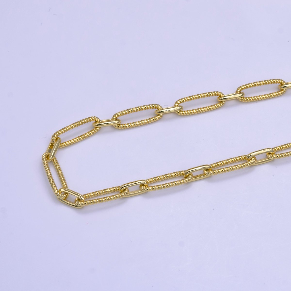 24K Gold Filled 7mm Twisted Paperclip Unfinished Chain by Yard | Roll-1515