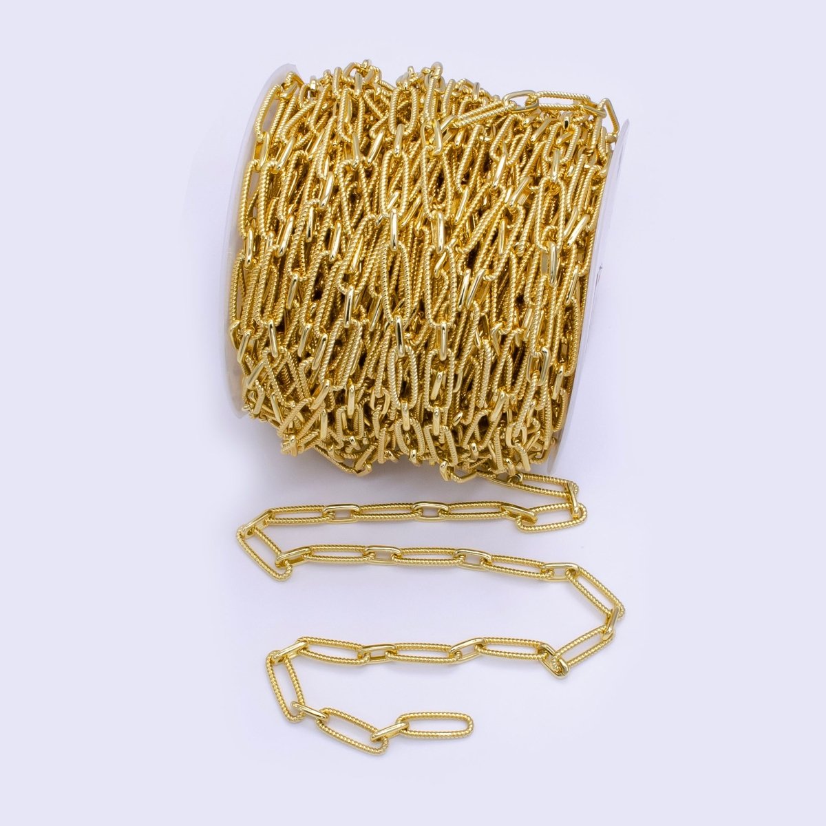 24K Gold Filled 7mm Twisted Paperclip Unfinished Chain by Yard | Roll-1515