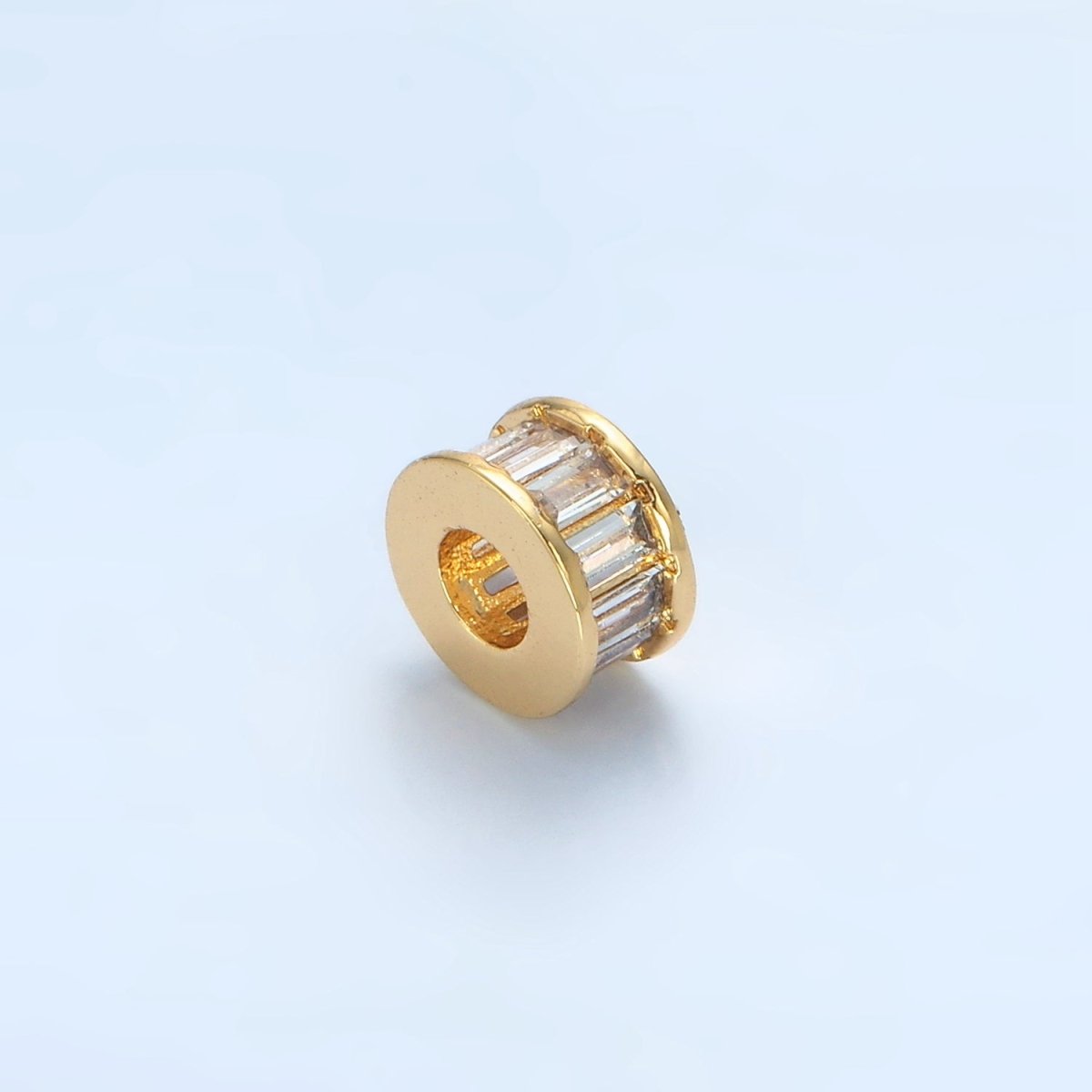 24K Gold Filled 8mm Clear Baguette CZ Rhondelle Spacer Bead | B131