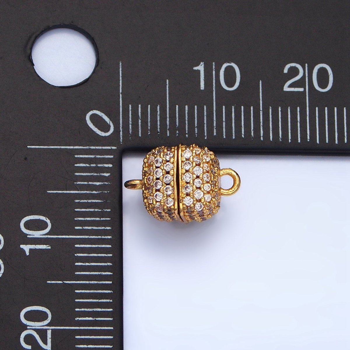 24K Gold Filled 8mm Micro Paved CZ Magnetic Closure Findings in Gold & Silver | Z895