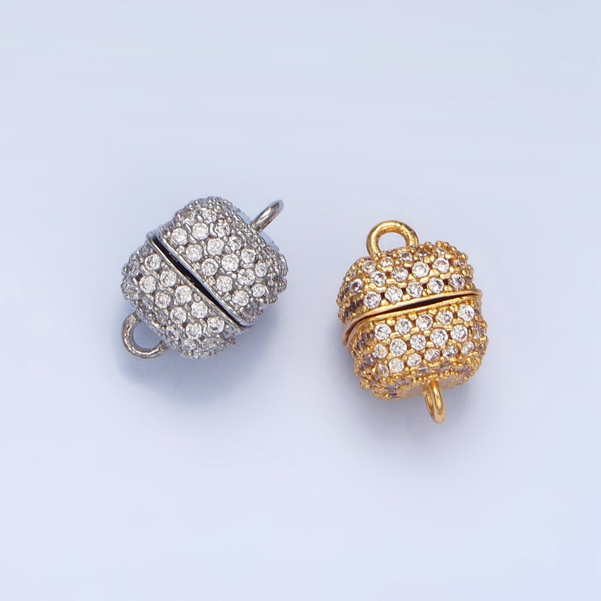 24K Gold Filled 8mm Micro Paved CZ Magnetic Closure Findings in Gold & Silver | Z895