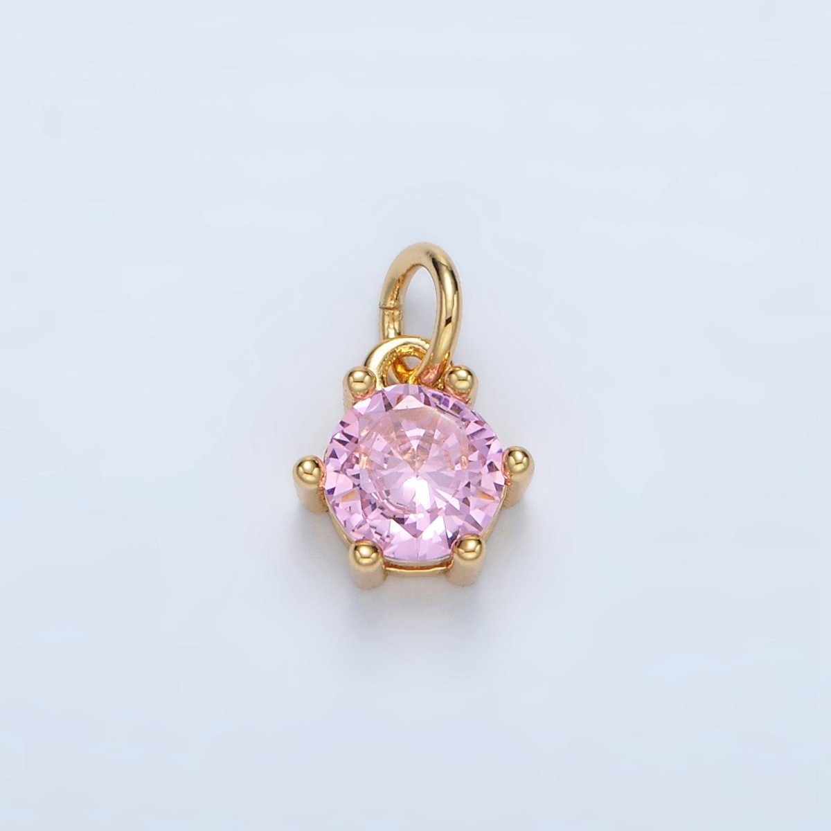 24K Gold Filled 8mm Round CZ Birthstone Personalized Charm | AG871 - AG876