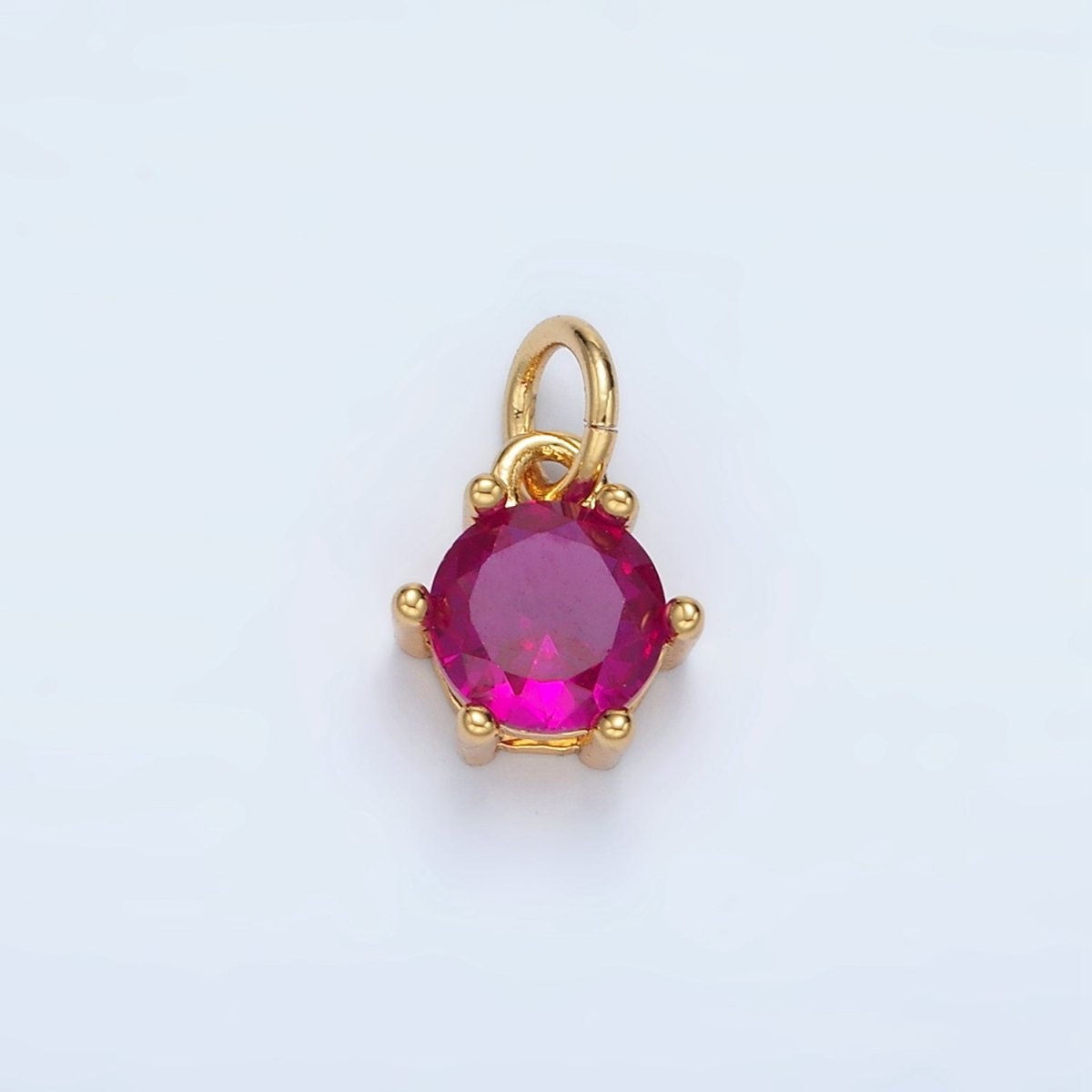 24K Gold Filled 8mm Round CZ Birthstone Personalized Charm | AG871 - AG876